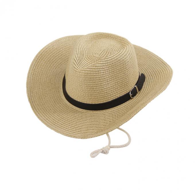 刺繍されたロゴの帽子が付いている2019年のカウボーイの麦わら帽子の夏のカーボーイ・ハット