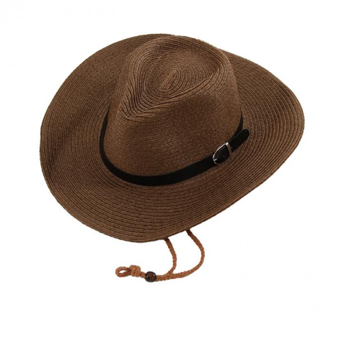 刺繍されたロゴの帽子が付いている2019年のカウボーイの麦わら帽子の夏のカーボーイ・ハット