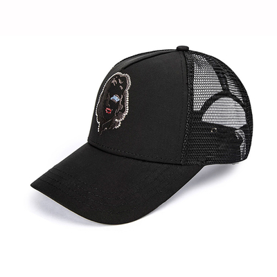 注文のリバーシブルのスパンコール5のパネルのトラック運転手の帽子男女兼用様式の快適で黒い網の帽子