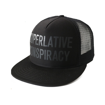 スクリーンによって印刷される網の急な回復の帽子、メンズ黒い急な回復の帽子の大人のサイズ