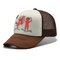 5つのパネルのTrukerの男女兼用の帽子の注文のロゴ ポリエステル網のブラウン色