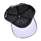 黒 6 パネル スナップバック帽子 構造構造 オーダーメイド ゴムパッチ ロゴ バック 4 パネル レーザーホール