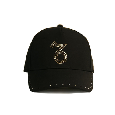 ラインストーンのロゴの小さい野球帽/新式の女性は綿のあや織りの帽子の帽子を黒くします