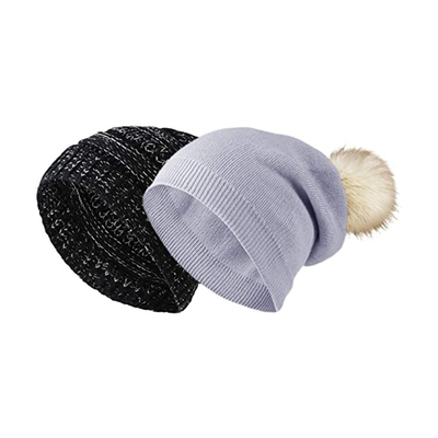 冬の女性58cmのニットの帽子の帽子の毛皮の球の帽子Pom Poms