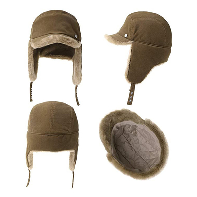 58cmの耳を搭載する毛皮によって並べられる飛行士の帽子の男女のわな猟師の爆撃機の雪の帽子は屋外のスキーUshankaをはためかす