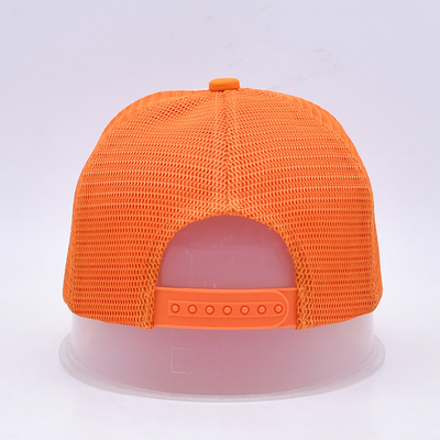 Unisex 5 パネル トラッカーキャップ カスタム 3d 刺身 カーブ 縁 サタン ライン オレンジ メッシュ バックハット