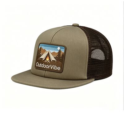 Light Olive Green trucker cap featuring a curved brim customizable colors perfect for team uniforms company branding and casual wear