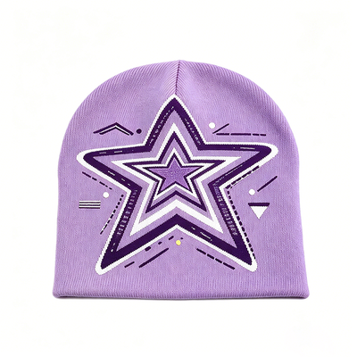 Star Print Adult Beanie Soft Cozy Warm Knit Cap Great for Winter Outdoor Activities and Daily Casual Outfits