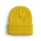 黄色い編まれた蛍光帽子のボンネットの帽子によって平手打ちされる明白な頭骨