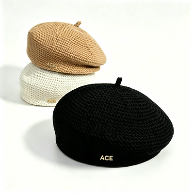クラシックネクタイベレット帽子 固い色 ACE メタルロゴベレット スタイリッシュ 耐久性 ベレット 日常のカジュアルウェア サポート カスタマイズ